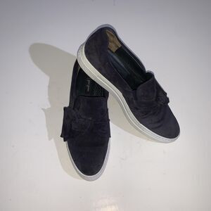 Paul Green Shoes Womens UK 6 Blue Suede Slip On Bow Comfort Sneakers US 8.5